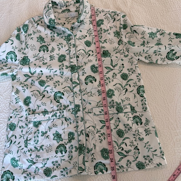 LAKE Pajamas Poplin Piped Pants Set in Meadow Vines Cotton Small NEW - Picture 8 of 8